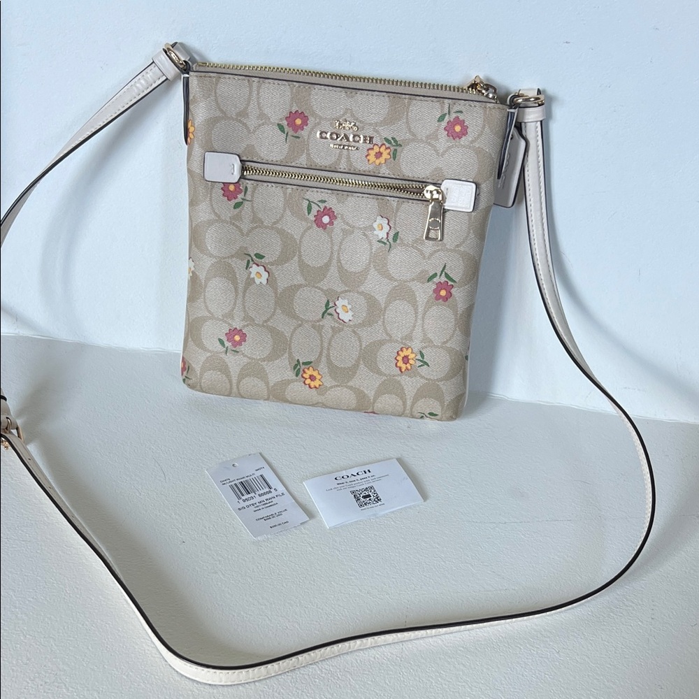 Coach Beige Floral Pattern Crossbody Bag